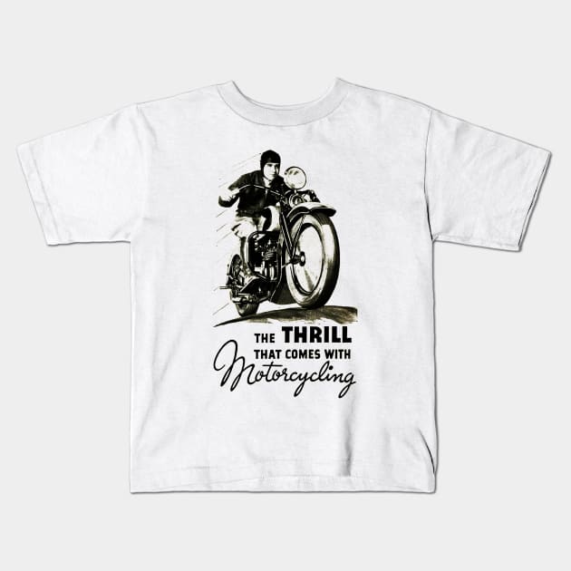 The Thrill That Comes With Motorcycling Kids T-Shirt by Utamanya